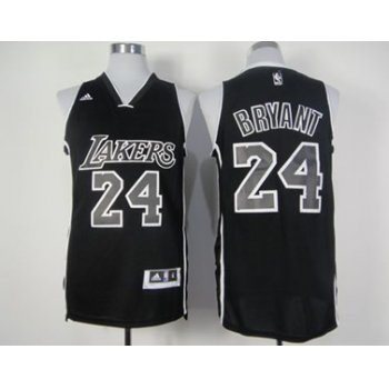 Los Angeles Lakers #24 Kobe Bryant Revolution 30 Swingman All Black With White Jersey