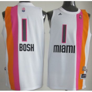 Miami Floridians #1 Chris Bosh ABA Hardwood Classic Swingman White No Holes Jersey