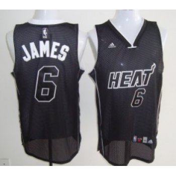 Miami Heat #6 LeBron James All Black With White Swingman Jersey