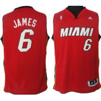 Miami Heat #6 LeBron James Revolution 30 Swingman Red Jersey