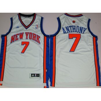 New York Knicks #7 Carmelo Anthony Revolution 30 Swingman White Jersey