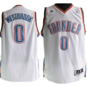 Oklahoma City Thunder #0 Russell Westbrook Revolution 30 Swingman White Jersey