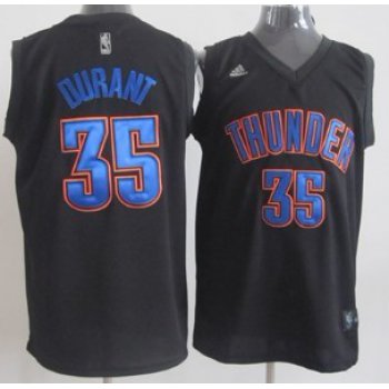 Oklahoma City Thunder #35 Kevin Durant Black With Blue Fashion Authentic Jersey