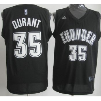 Oklahoma City Thunder #35 Kevin Durant Revolution 30 Swingman Black With White Jersey