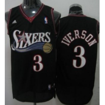 Philadelphia 76ers #3 Allen Iverson Black Swingman Jersey