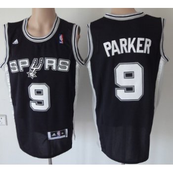 San Antonio Spurs #9 Tony Parker Revolution 30 Swingman Black Jersey