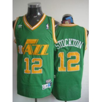 Utah Jazz #12 John Stockton Green Swingman Throwback Jersey