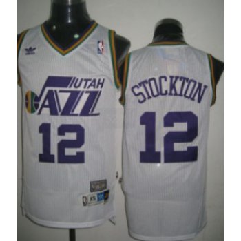 Utah Jazz #12 John Stockton White Swingman Throwback Jersey