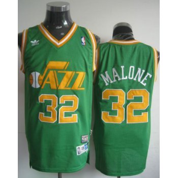 Utah Jazz #32 Karl Malone Green Swingman Throwback Jersey