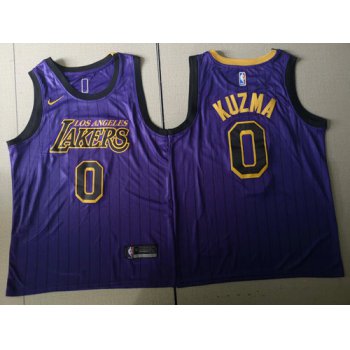 Men's Los Angeles Lakers 0 Kyle Kuzma Nike Purple 2018-2019 Swingman City Edition Jersey