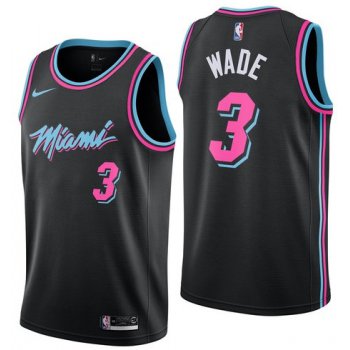 Men's Nike Miami Heat #3 Dwyane Wade 2019 City Edition Swingman Black Jersey