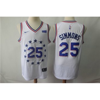 Men's Philadelphia 76ers 25 Ben Simmons Nike White 2018-19 Swingman Earned Edition Jersey