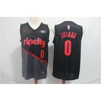 Men's Portland Trail Blazers 0 Damian Lillard Nike Black 2019 Swingman City Edition Jersey