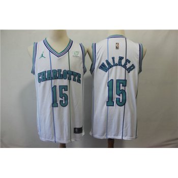 Nike Hornets 15 Kemba Walker White NBA Jordan Throwback Swingman Jersey