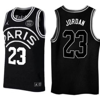 Paris Saint-Germain #23 Michael Jordan Black Jordan Fashion Jersey