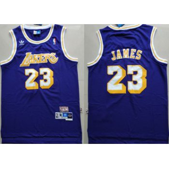 Los Angeles Lakers #23 Lebron James Purple Hardwood Classics Jersey