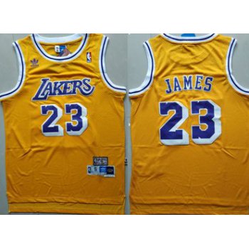 Los Angeles Lakers #23 Lebron James Yellow Hardwood Classics Jersey