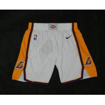 Men's Los Angeles Lakers White 2017-2018 Nike Swingman Stitched NBA Shorts