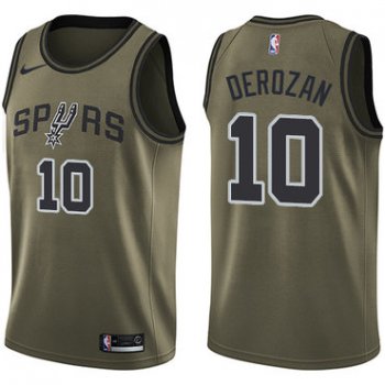 Nike San Antonio Spurs #10 DeMar DeRozan Green NBA Swingman Salute to Service Jersey