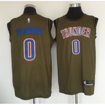 Oklahoma City Thunder #0 Russell Westbrook Olive Nike Swingman Jersey