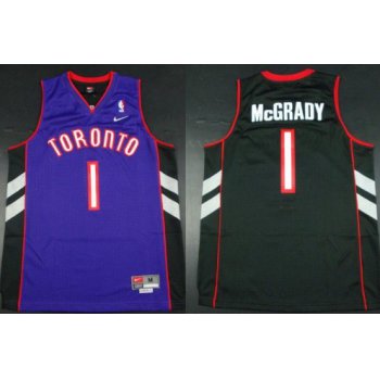 Size XXXXXL Toronto Raptors #1 Tracy McGrady Hardwood Classic Black With Purple Swingman Jersey