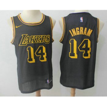 Men's Los Angeles Lakers #14 Brandon Ingram Black 2017-18 Nike City Edition Swingman Jersey