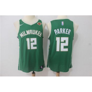 Men's Milwaukee Bucks #12 Jabari Parker Green 2017-2018 Nike Swingman Stitched NBA Jersey