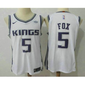 Men's Sacramento Kings #5 De'Aaron Fox White 2017-2018 Nike Authentic Stitched NBA Jersey