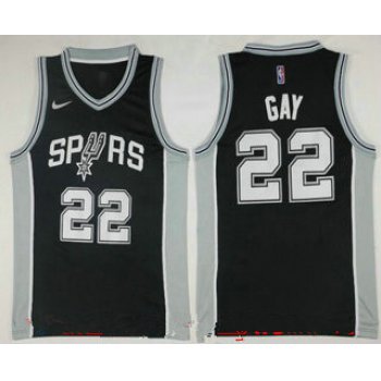 Men's San Antonio Spurs #22 Rudy Gay Black 2017-2018 Nike Icon Edition Swingman Jersey