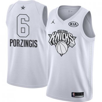 Nike Knicks #6 Kristaps Porzingis White NBA Jordan Swingman 2018 All-Star Game Jersey