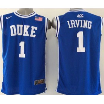 Size 4XL Duke Blue Devils #1 Kyrie Irving 2015 Blue Round Collar Jersey