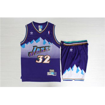 Jazz 32 Karl Malone Purple Hardwood Classics Jersey(With Shorts)