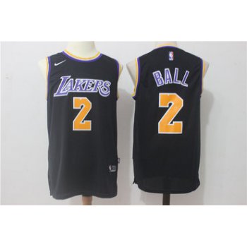 Men's 2017 Draft Los Angeles Lakers #2 Lonzo Ball Black 2017-2018 Nike Swingman Stitched NBA Jersey