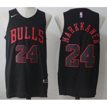 Men's Chicago Bulls #24 Lauri Markkanen All Black 2017-2018 Nike Swingman Stitched NBA Jersey