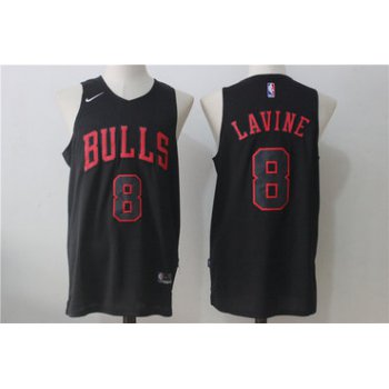 Men's Chicago Bulls #8 Zach LaVine All Black 2017-2018 Nike Swingman Stitched NBA Jersey