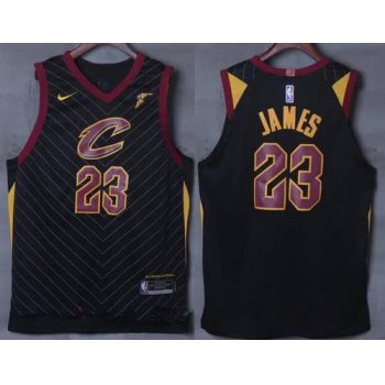 Men's Cleveland Cavaliers #23 LeBron James Black 2017-2018 Nike Swingman Goodyear Stitched NBA Jersey