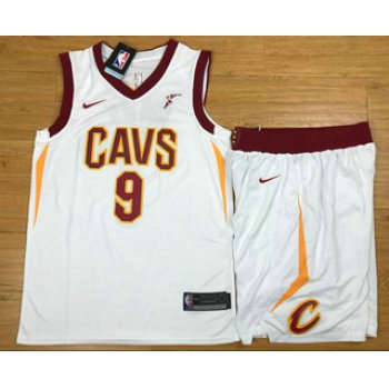 Men's Cleveland Cavaliers #9 Dwyane Wade White 2017-2018 Nike Swingman Stitched NBA Jersey With Shorts