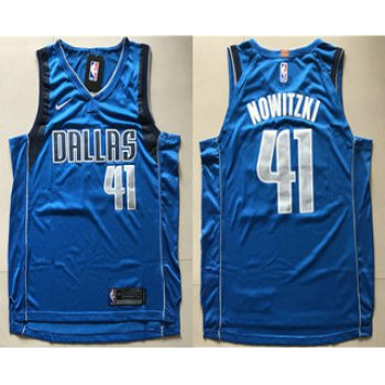 Men's Dallas Mavericks #41 Dirk Nowitzki New Blue 2017-2018 Nike Swingman Wish Stitched NBA Jersey