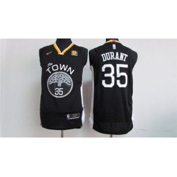 Men's Golden State Warriors #35 Kevin Durant Black 2017-2018 Nike Swingman Rakuten Stitched NBA Jersey