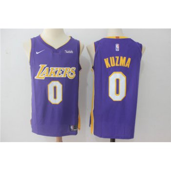 Men's Los Angeles Lakers #0 Kyle Kuzma New Purple 2017-2018 Nike Swingman Wish Stitched NBA Jersey