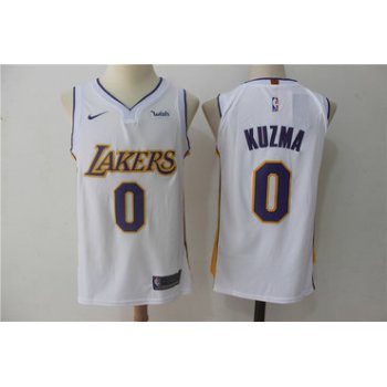 Men's Los Angeles Lakers #0 Kyle Kuzma New White 2017-2018 Nike Swingman Stitched NBA Jersey