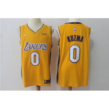 Men's Los Angeles Lakers #0 Kyle Kuzma New Yellow 2017-2018 Nike Swingman Wish Stitched NBA Jersey