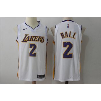 Men's Los Angeles Lakers #2 Lonzo Ball New White 2017-2018 Nike Swingman Stitched NBA Jersey