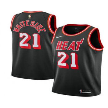 Men's Miami Heat #21 Hassan Whiteside Black 2017-2018 Nike Stitched Throwback Swingman Jersey