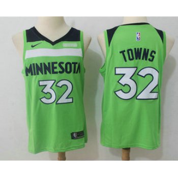 Men's Minnesota Timberwolves #32 Karl-Anthony Towns New Green 2017-2018 Nike Swingman Fitbit Stitched NBA Jersey