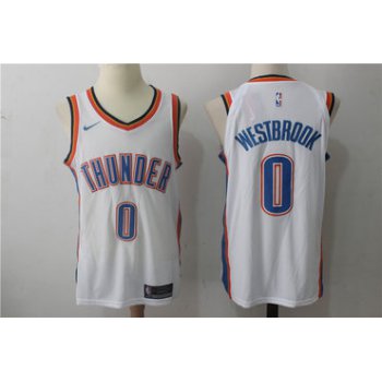 Men's Oklahoma City Thunder #0 Russell Westbrook New White 2017-2018 Nike Swingman Stitched NBA Jersey