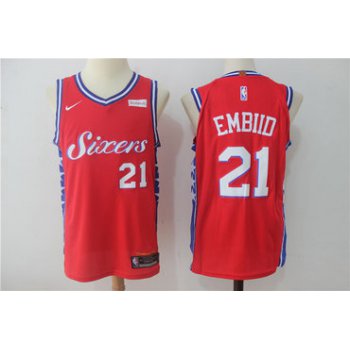 Men's Philadelphia 76ers #21 Joel Embiid Red 2017-2018 Nike Swingman Stubhub Stitched NBA Jersey