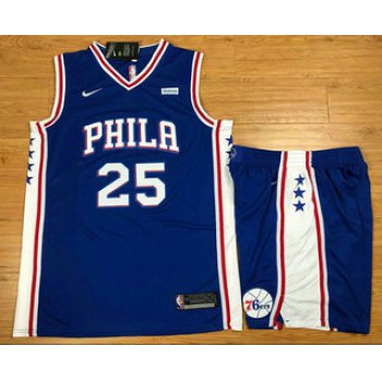 Men's Philadelphia 76ers #25 Ben Simmons Royal Blue 2017-2018 Nike Swingman Stubhub Stitched NBA Jersey With Shorts