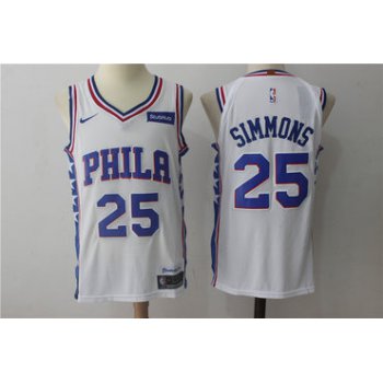 Men's Philadelphia 76ers #25 Ben Simmons White 2017-2018 Nike Swingman Stubhub Stitched NBA Jersey