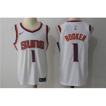 Men's Phoenix Suns #1 Devin Booker New White 2017-2018 Nike Swingman Stitched NBA Jersey